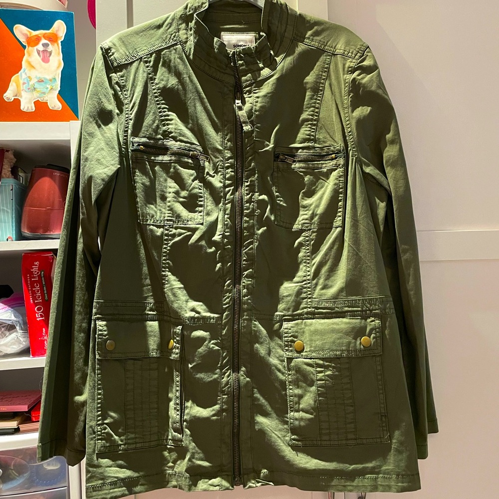 WOMENS SONOMA ARMY OLIVE GREEN UTILITY JACKET SIZE XL NWOT